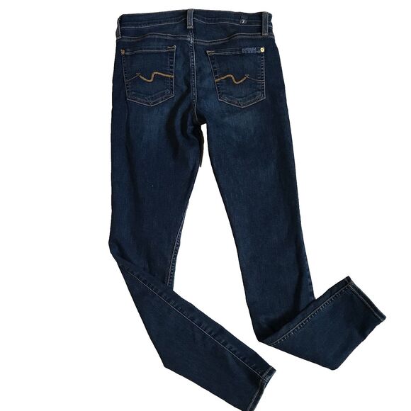 7 For All Mankind Gwenevere Blue Dark Denim Skinny Jeans Stretch BOHO Sz 26 SFAM - Picture 3 of 11